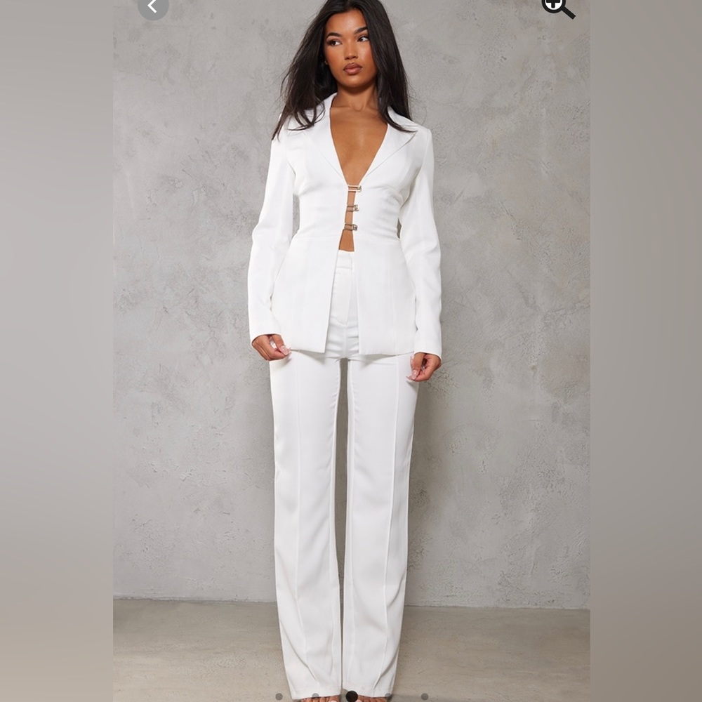 PrettyLittleThing white blazer and pants